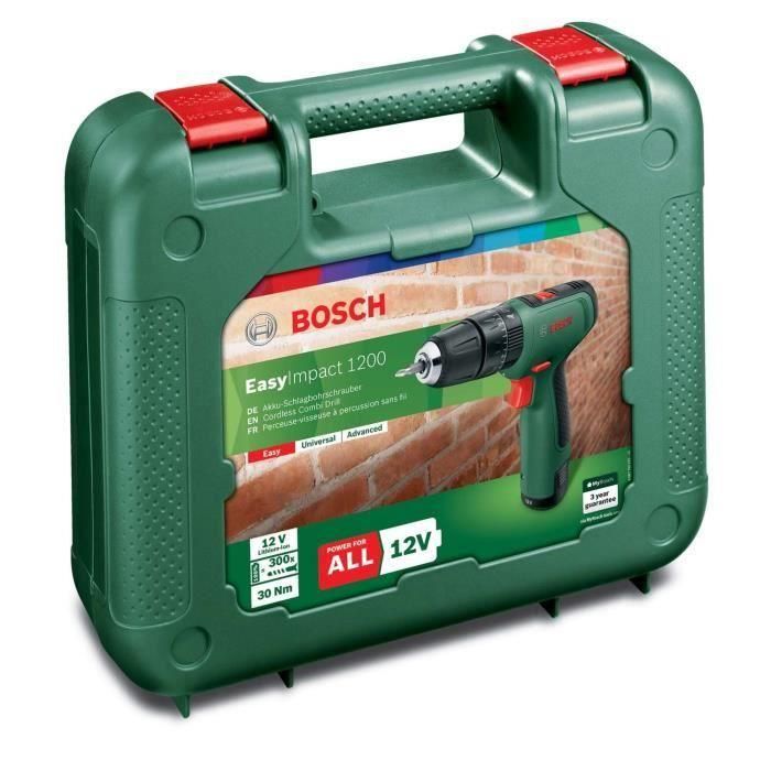 Bosch EasyImpact 1200 Taladro Percutor a Batería, Compacto, con 1 Batería 1.5 Ah y 20 Posiciones de Par 1 Bosch EasyImpact 1200 Taladro Percutor a Batería, Compacto, con 1 Batería 1.5 Ah y 20 Posiciones de Par 1
