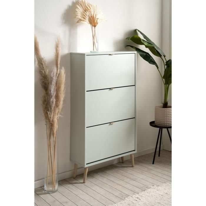 VIGO 49A VIGO003855 Zapatero Verde pastel con Patas de madera maciza - 70 x 24 x 125 cm 3