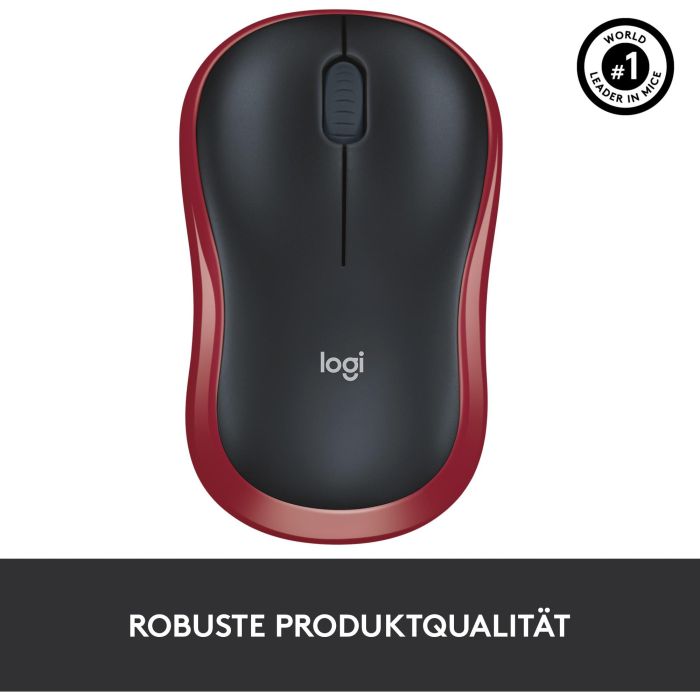 Logitech M185 Ratón Inalámbrico RF Plug-and-Play Rojo con Nano Receptor USB, Ergonómico, Fiable, Batería 1 Año 2