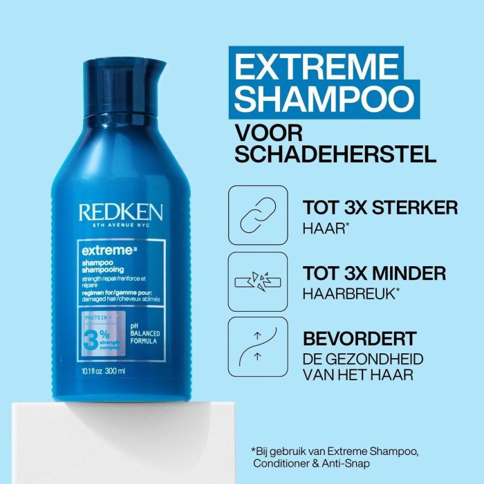 Redken Extreme Estuche: Champú 300ml + Acondicionador 300ml + Tratamiento 150ml para Cabello Maltratado - 3 pz 6 Redken Extreme Estuche: Champú 300ml + Acondicionador 300ml + Tratamiento 150ml para Cabello Maltratado - 3 pz 6