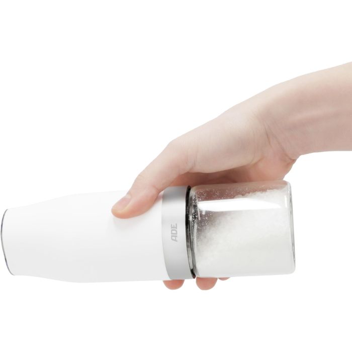 Ade Molinillo Eléctrico MILL Vidrio/Sintético Altura 18,3 cm Blanco y Negro Juego de 2