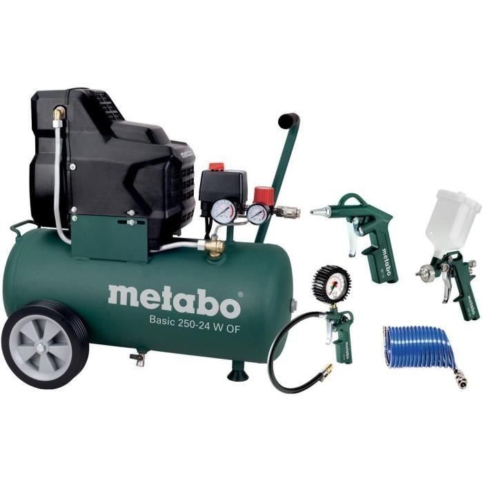 Juego de herramientas de aire comprimido LPZ 4 - METABO - Basic 250-24 W OF - Mango engomado