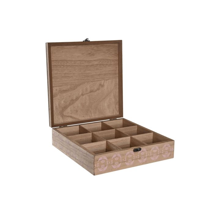 DKD Home Decor Caja Organizadora de Infusiones Estilo Scandi Rosa Blanco de MDF y Cristal 24x24x7 cm Colección Pixel Love (3 Unidades) 2 DKD Home Decor Caja Organizadora de Infusiones Estilo Scandi Rosa Blanco de MDF y Cristal 24x24x7 cm Colección Pixel Love (3 Unidades) 2