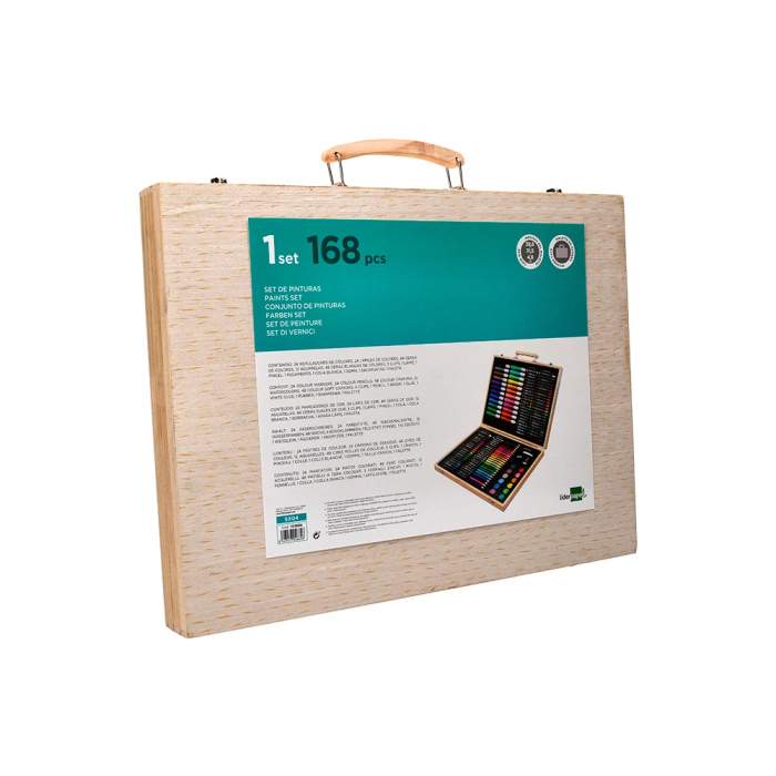 Liderpapel Estuche de Pintura 168 Piezas Maletín Madera 39,3x30x4,8 cm 3