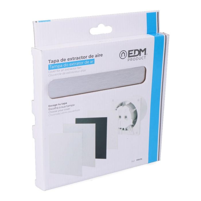 Edm Tapa Extractor de Aire 08413 Gris Aluminio Cepillado 175 x 175mm ø10cm 2