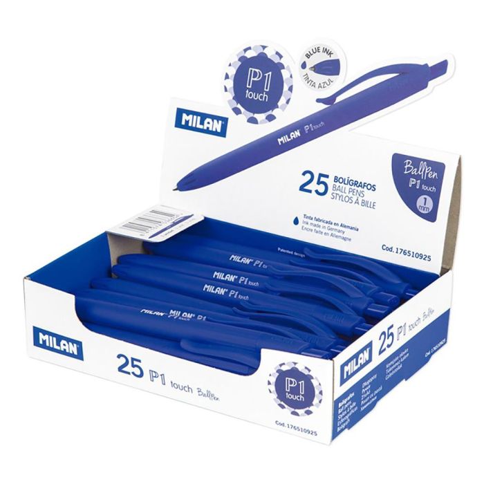 Milan Bolígrafo P1 Touch Azul Caja Expositora 25 Unidades 1 Milan Bolígrafo P1 Touch Azul Caja Expositora 25 Unidades 1