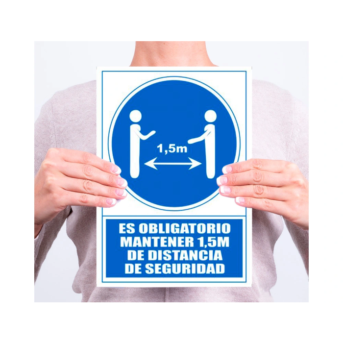 Archivo 2000 Señal Obligatorio Mantener 1,5 m Distancia Seguridad PVC Azul 210x297 mm 2