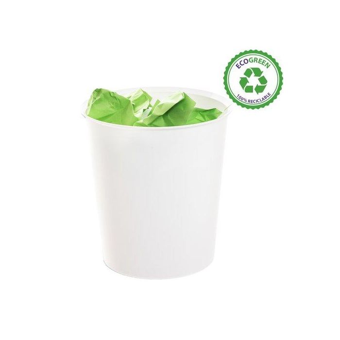 Archivo 2000 Papelera Ecogreen 18 Litros Reciclado Blanco Pastel para Hogar u Oficina