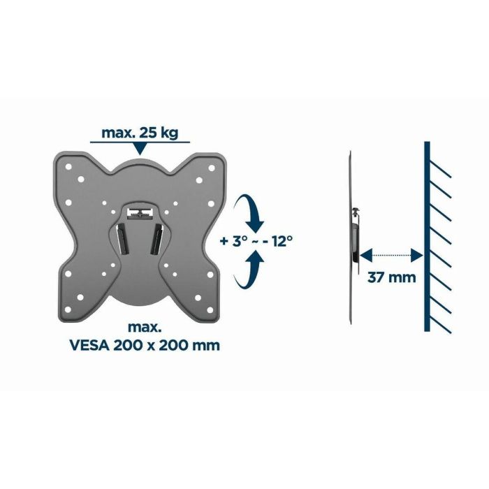 Gembird WM-42T-03 Soporte de Pared Inclinable para TV 23-42'' (106.7cm) VESA 200x200mm Acero Negro con Nivel de Burbuja 2