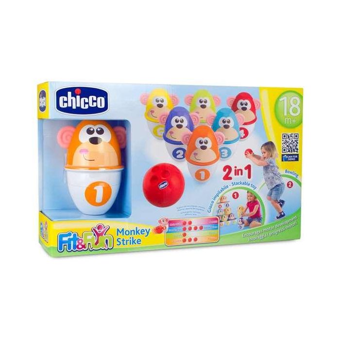 Chicco Juego de Bolos Animales con Pelota 11x15x9 cm Juguete Infantil 18