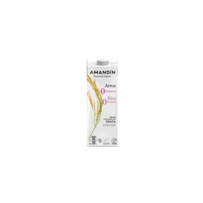 AMANDIN Bebida Vegetal de Arroz 0% Azúcares Añadidos 1L Pack 6 Unidades Bio