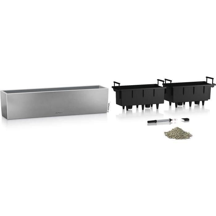 LECHUZA Macetero Balconera Steel 80, gris perla satinado 1 LECHUZA Macetero Balconera Steel 80, gris perla satinado 1