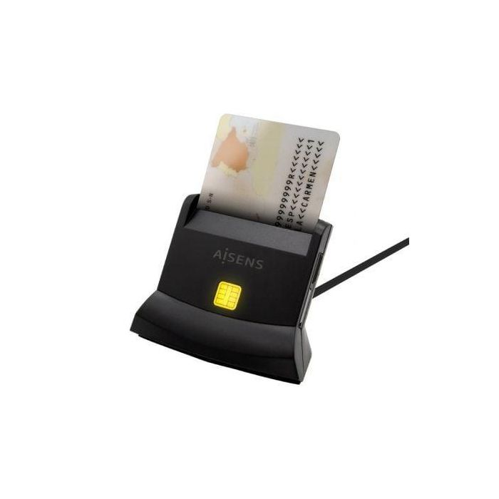 Aisens Lector de Tarjetas Inteligente DNI con Lector de Tarjetas SIM, SD, Micro SD, MMC, RS-MMC, MMC Micro, USB-C, Negro 2