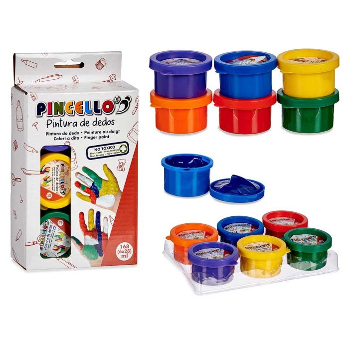 Set 6 Botes Pintura Dedos 6 Col Surt Pincello 12X4CM (24 Unidades) Set 6 Botes Pintura Dedos 6 Col Surt Pincello 12X4CM (24 Unidades)