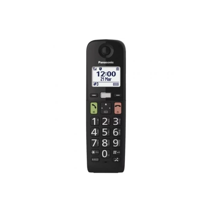 Panasonic Teléfono Inalámbrico Digital Pack DUO KX-TGU112EXB Negro con Botones Grandes y Volumen Mejorado