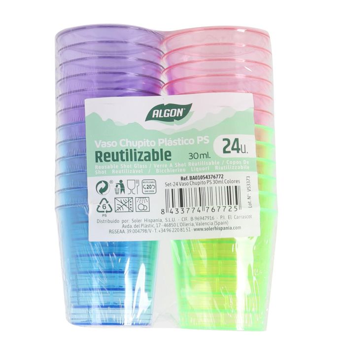 Set de 24 vasos chupito Algon 30 ml colores (24 Cajas) 1 Set de 24 vasos chupito Algon 30 ml colores (24 Cajas) 1