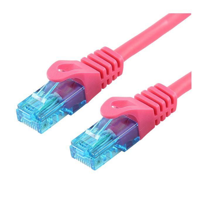 LOGON PROFESSIONAL Cable Patch Red Ethernet U/UTP Cat 5e 7m Magenta RJ45 Contactos Dorados para Conexión Datos 100MHz