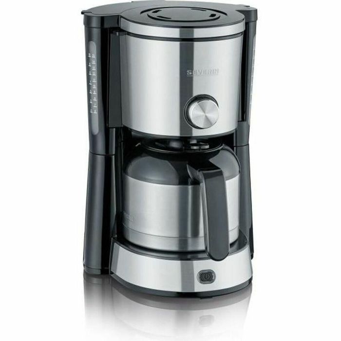 Severin KA4845 Cafetera de filtro con jarra isotérmica, Selector de aroma, 1 L, 1000 W, Acero inoxidable / Negro