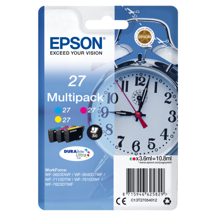 Epson WorkForce WF-3000 y WF-7000 Multipack nº27 Pack-3 Colores Epson WorkForce WF-3000 y WF-7000 Multipack nº27 Pack-3 Colores