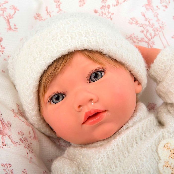Muñecas Arias 98188 Muñeca Reborn 40cm Julia con Cojín, Chupete y Accesorios, Cuerpo de Vinyl Suave y Realista 4
