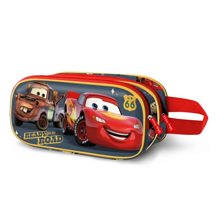 Disney Cars 3 Estuche Portatodo Doble 3D Ready con Relieve Frontal y 2 Compartimentos - Rojo