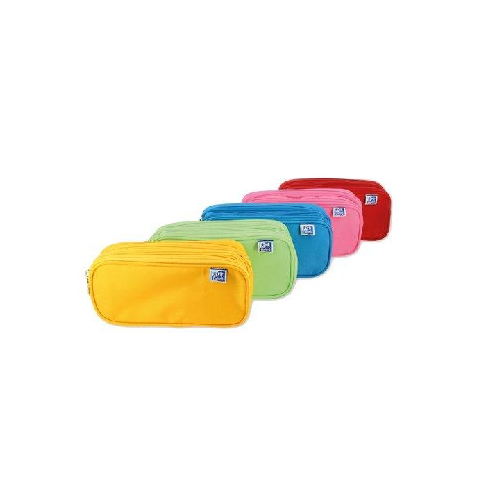 Oxford Estuche Kangoo Kids Triple 3 Cremalleras Poliéster - Colores: Amarillo, Verde, Azul, Rosa, Rojo