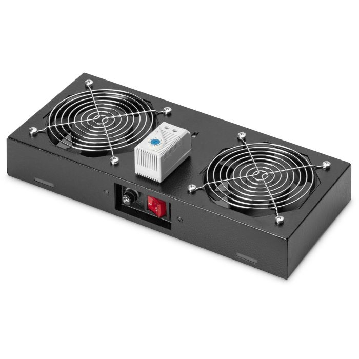 Digitus Unidad de Ventilación de Techo para Armario de Pared, 2 Ventiladores, Negro