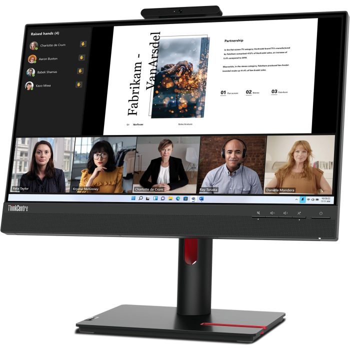 Lenovo TiO 22 Gen5 Monitor 21.5" FHD IPS Táctil con Cámara, Altavoces, USB Hub y DisplayPort 3