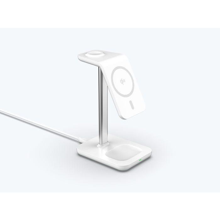 eSTUFF Cargador Inalámbrico Magnético 3 en 1 QI2 para iPhone 12-16, Apple Watch, AirPods y Android. Máx 15W Teléfono 12