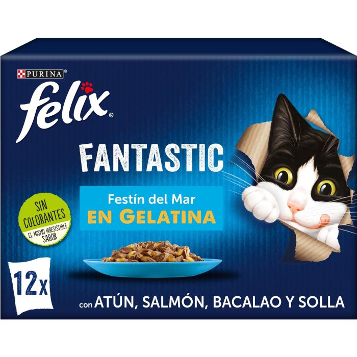 Felix Fantastic Sabores Mar Jelly 6x12x85g Comida Gatos 1 Felix Fantastic Sabores Mar Jelly 6x12x85g Comida Gatos 1