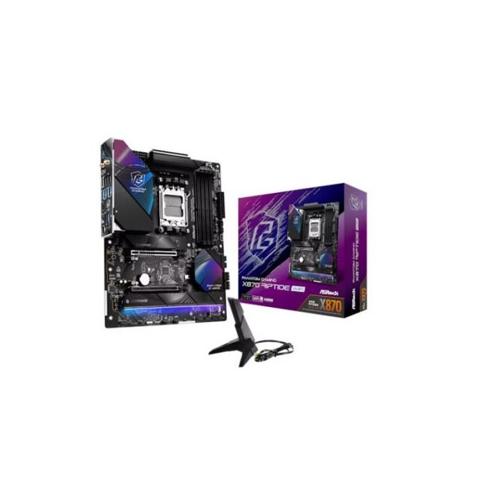 Placa ASRock X870 Riptide Wifi,Amd,Am5,X870,4Ddr5,256Gb,2Usb4+Hdmi,4Sata3,3M.2,2Usb4,9Usb3.2,1Usb Type-C,Lan2.5Gb,Wifi7+Bt,Atx 4