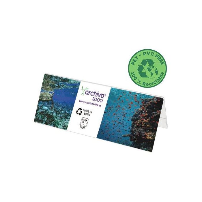 Archivo 2000 Portanombres de Sobremesa Flexible DIN A6 PET 100% Reciclable Transparente, ideal para Tráfico Intenso