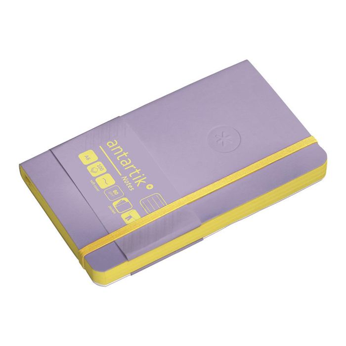 Cuaderno Con Gomilla Antartik Notes Tapa Blanda A6 Rayas Morado Y Amarillo 100 Hojas 80 gr Fsc 5