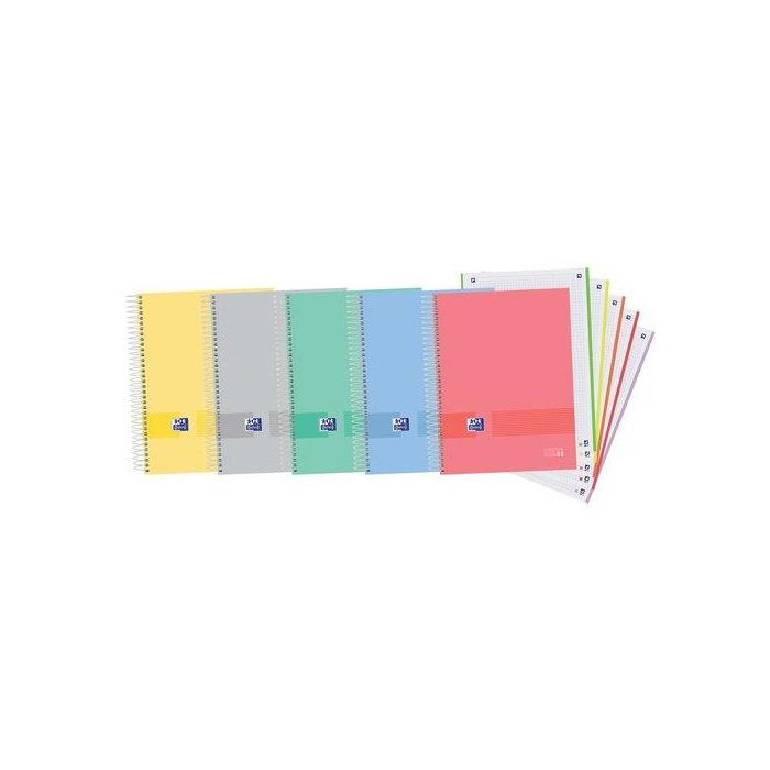 Bloc Oxford School Eu.Book 5 Oxford&You Micro.Tapa Extra A4+ 120H Cuadric.5X5 90G Surtido (5 Col.Vivos) (Set de 5)