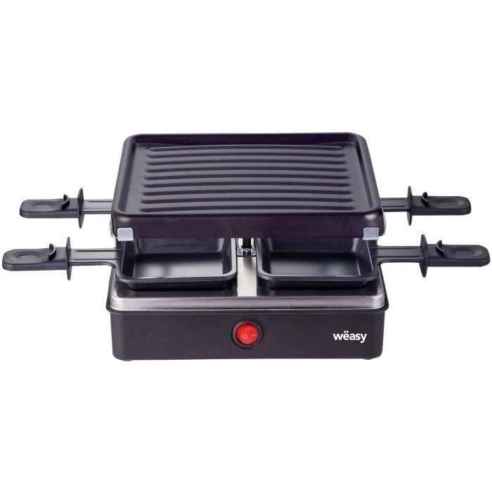 WEASY LUGA40 - Raclette y parrilla para 4 personas - 600W - Revestimiento antiadherente - 19,7x19,7cm - Placa extraíble WEASY LUGA40 - Raclette y parrilla para 4 personas - 600W - Revestimiento antiadherente - 19,7x19,7cm - Placa extraíble