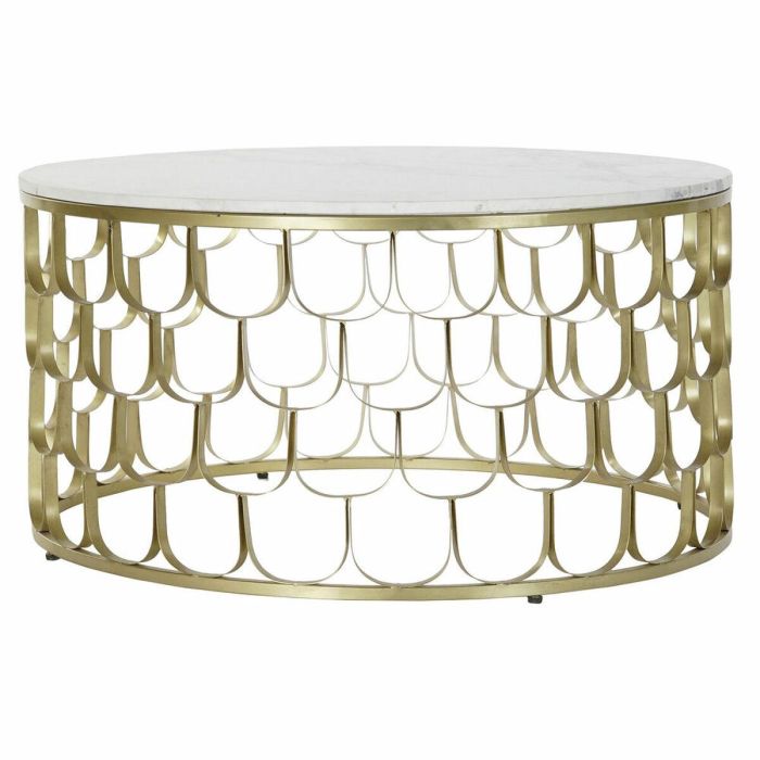 Mesa auxiliar DKD Home Decor 81 x 81 x 42 cm Dorado Blanco Plástico Mármol Hierro