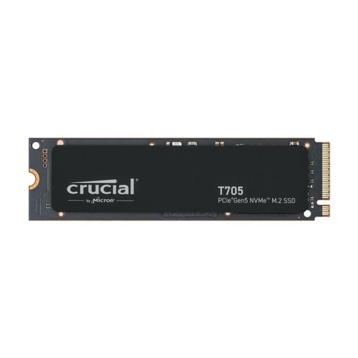 SSD interno para juegos - CRUCIAL - T705 SSD 2TB PCIe Gen5 NVMe M.2 (2024) - Compatibilidad con versiones anteriores PCIe 3.0 y 4.0 - CT2000T705SSD3 2