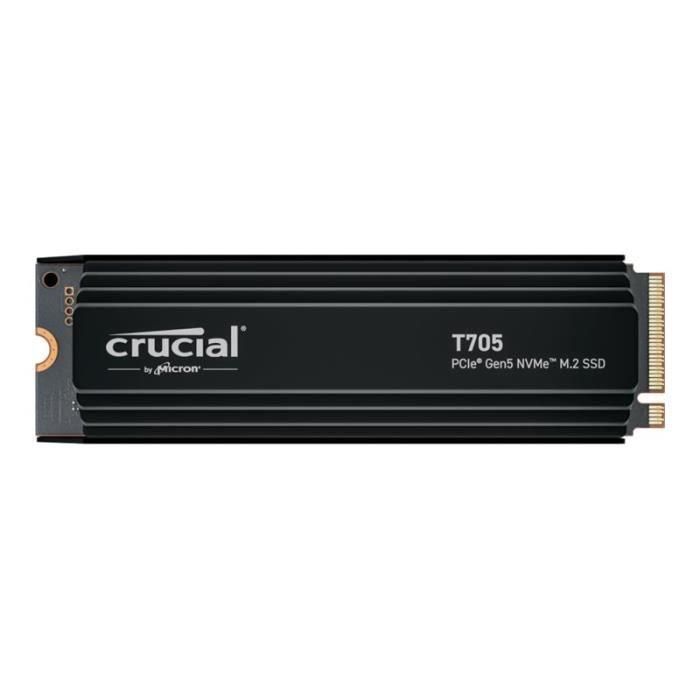 SSD interno para juegos con disipador de calor premium - CRUCIAL - T705 SSD 1TB PCIe Gen5 NVMe M.2 (2024) - CT1000T705SSD5