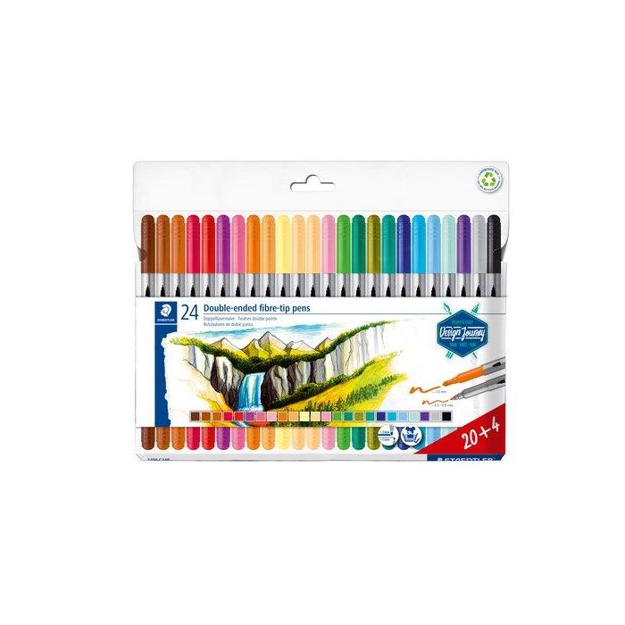Rotulador Fibra Staedtler 3200 Design Journey Doble Punta Estuche De 20+4 Col. Surtidos