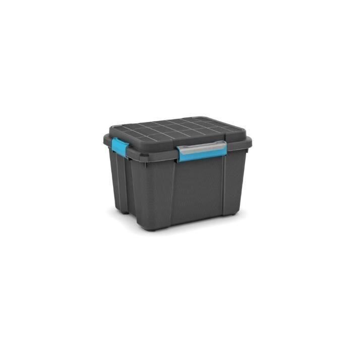 KIS Caja de Almacenamiento Scuba Box M 45 L, Negro con 4 Asas de Clip, Junta y Tapa