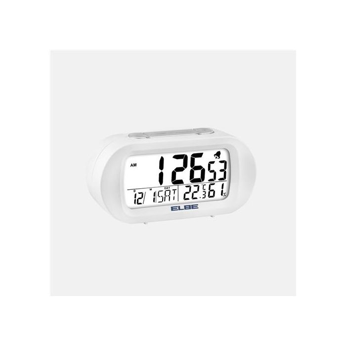 Reloj Despertador Temperatura Y Humedad Blanco Pantalla 9Cm ELBE RD-009-B 3