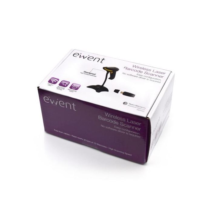 Ewent EW3430 Lector de Códigos de Barras Portátil 1D Inalámbrico, Resistente a Golpes, Negro 8