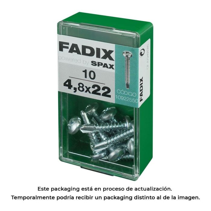 Fadix Tornillo de Rosca Chapa Cabeza Reducida Autotaladrante 4,8x22mm, Caja con 10 Unidades