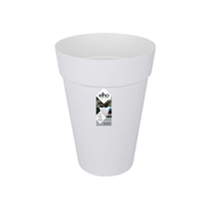 ELHO Loft Urban Maceta Redonda Alta con Depósito de Agua Integrado para Riego Autorregulado y Óptimo de Plantas, Ø 35 cm, Blanco 1