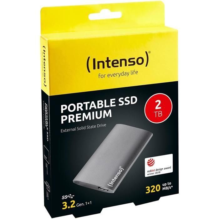 Intenso INT4034303032884 Disco Duro Externo SSD Premium 2 TB Gris