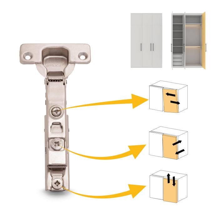 Emuca Lote de 20 bisagras rectas X91 con cierre suave y suplemento recto para atornillar, Altura 1, Acero, Niquelado 5 Emuca Lote de 20 bisagras rectas X91 con cierre suave y suplemento recto para atornillar, Altura 1, Acero, Niquelado 5