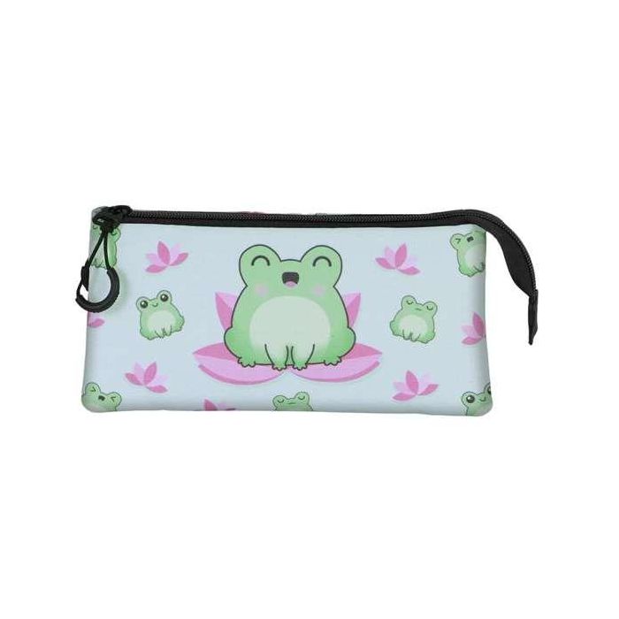 Oh My Pop! Froggy Estuche Portatodo Triple 23 x8 x11 cm, 3 compartimentos, Cierre cremallera 2