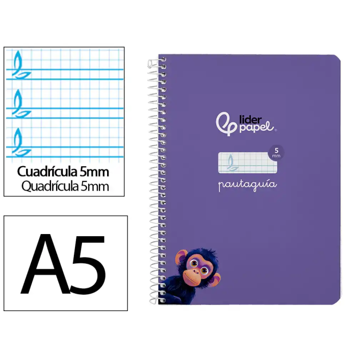 Liderpapel Cuaderno Espiral A5 Pautaguía Tapa Dura 80 Hojas 90gr Cuadro Pautado 5mm Lila 0 Liderpapel Cuaderno Espiral A5 Pautaguía Tapa Dura 80 Hojas 90gr Cuadro Pautado 5mm Lila 0