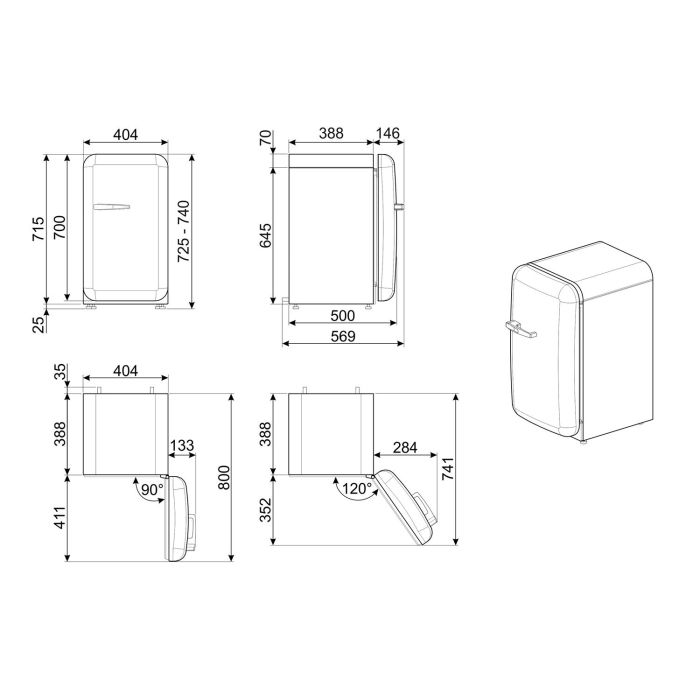 Smeg Fridge 50" Style White Fab5Rwh5 2