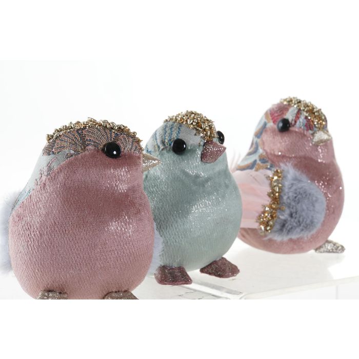 DKD Home Decor Figura Navidad Fantasía Pájaro Foam Poliéster Rosa Palo Azul Celeste 10x11x15 cm (3 Unidades Surtidas) 1 DKD Home Decor Figura Navidad Fantasía Pájaro Foam Poliéster Rosa Palo Azul Celeste 10x11x15 cm (3 Unidades Surtidas) 1